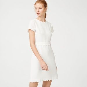 NWOT Scalloped short sleeve a line white dress